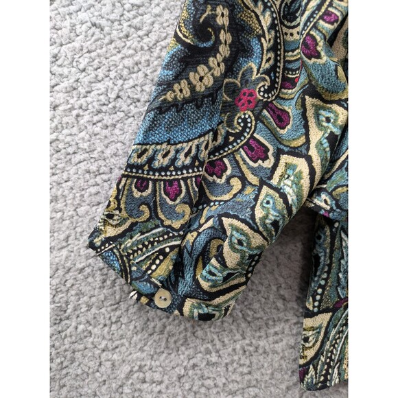 J. Jill Carmine Paisley Long Sleeve Women's Blouse size Large - Picture 11 of 11